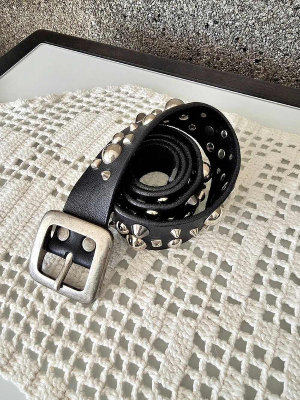 Brave Studded Leather Belt in Black Made In Canada